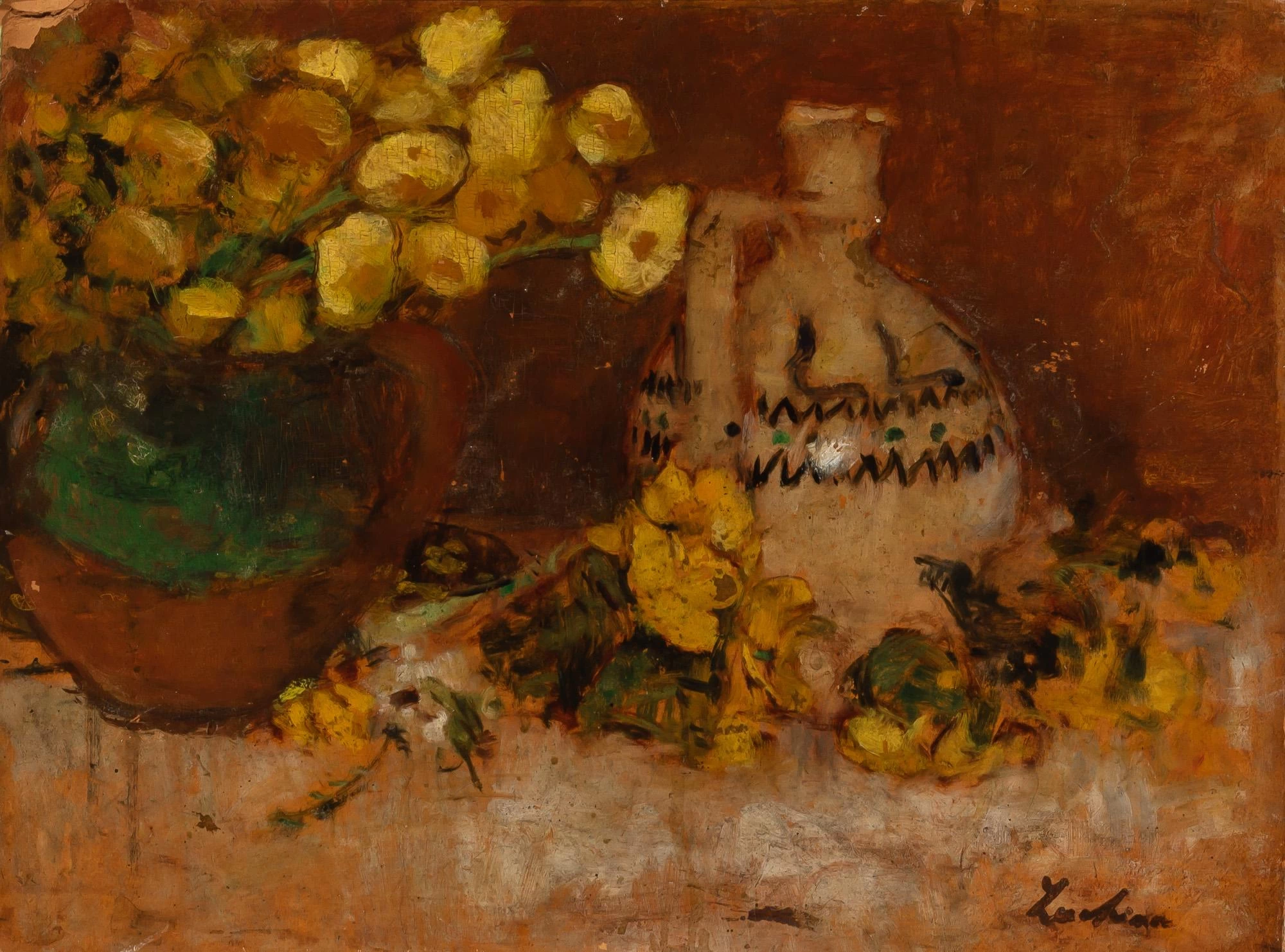 Natura morta con fiori e brocca